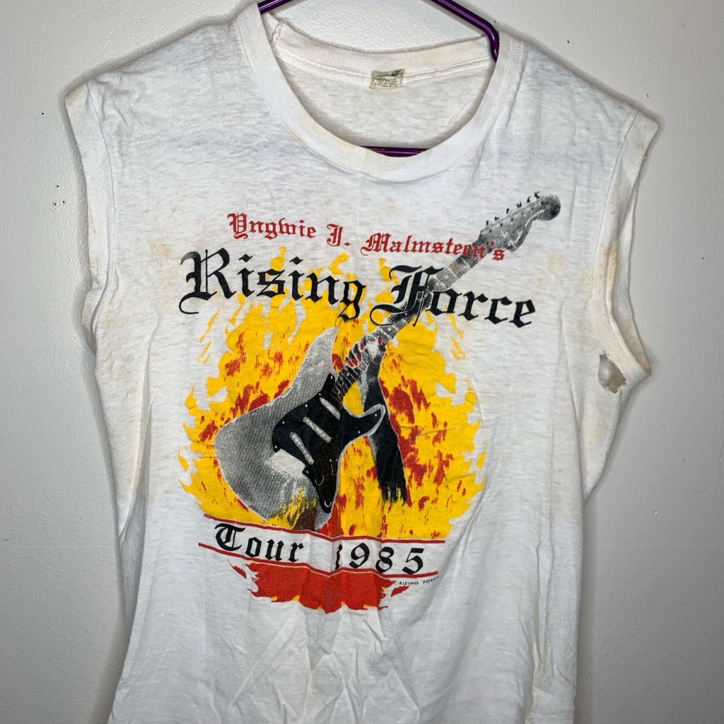 Vintage Graphic White Concert Sleeveless Top 1985 Yngwie Malmsteen